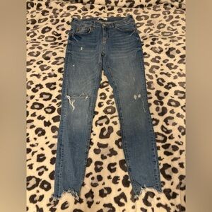 Zara Light Blue Distressed Denim Jeans Women size 6